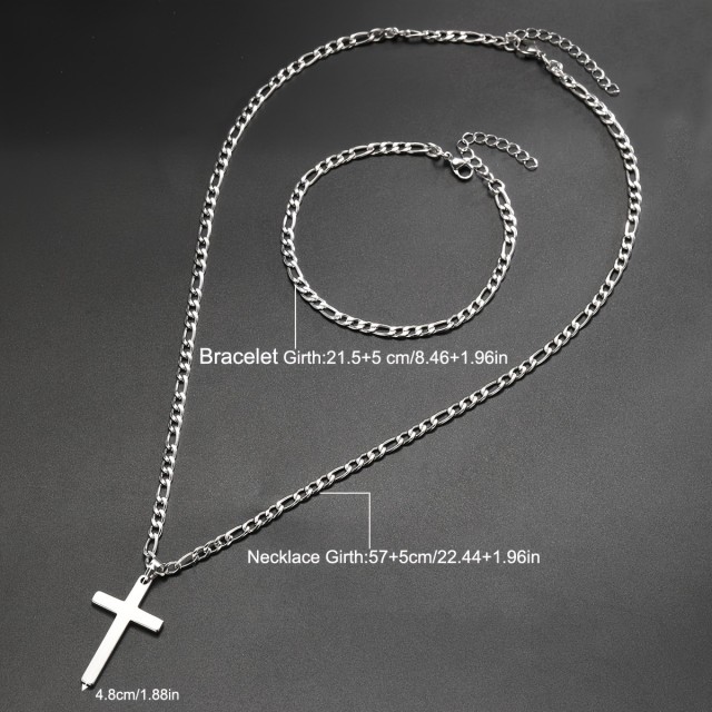 Dvodelni moški komplet z verižico križ in zapestnico