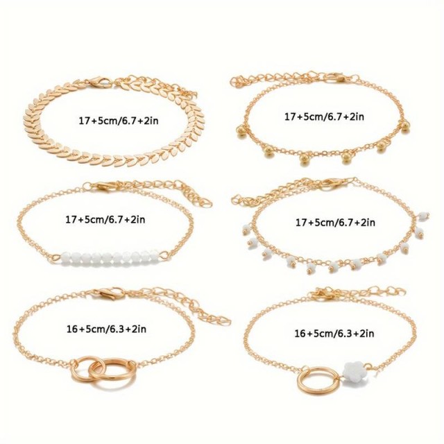 Komplet 6 boho zapestnic v zlati barvi