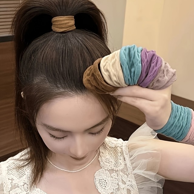 Komplet 10 širokih elastik za lase različne barve 