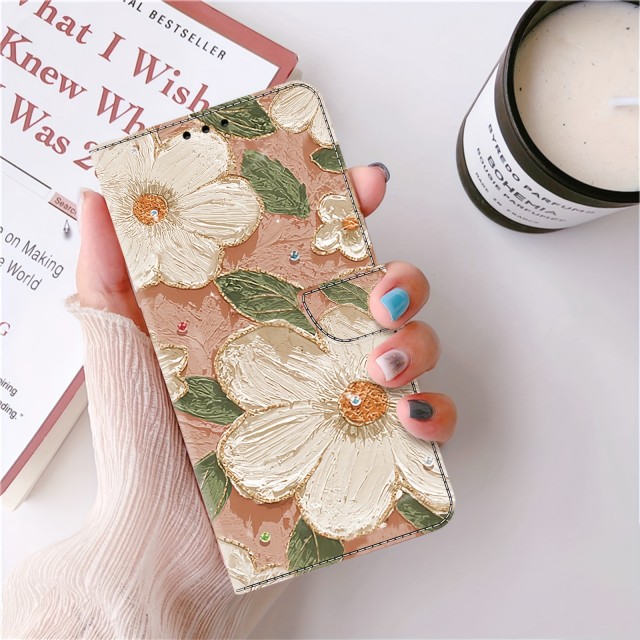 Magnetni usnjeni preklopni ovitek za telefon rožice (Samsung Galaxy A55) 