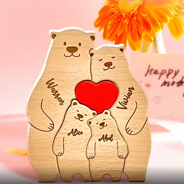 Personalizirana lesena medvedja sestavljanka VAŠA DRUŽINA