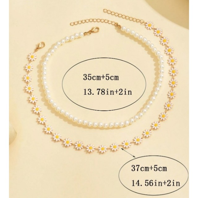 Dvodelna ogrlica s perlicami in marjeticami