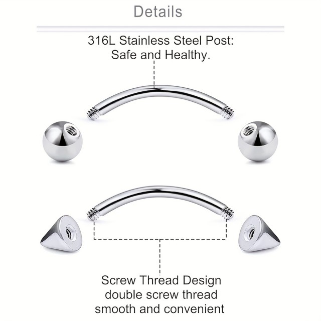 4-delni komplet uhanov za prebadanje iz nerjavečega jekla