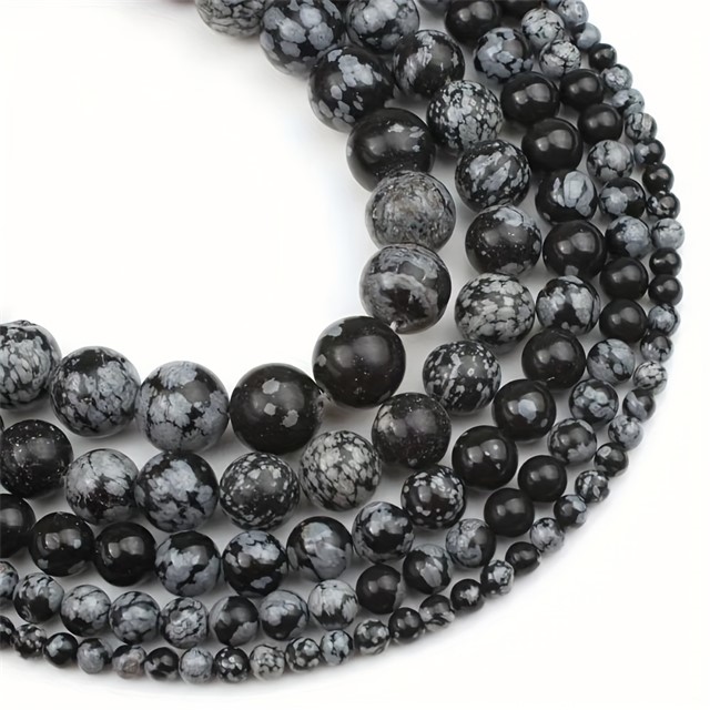 Snežni obsidian perle – 50 kosov