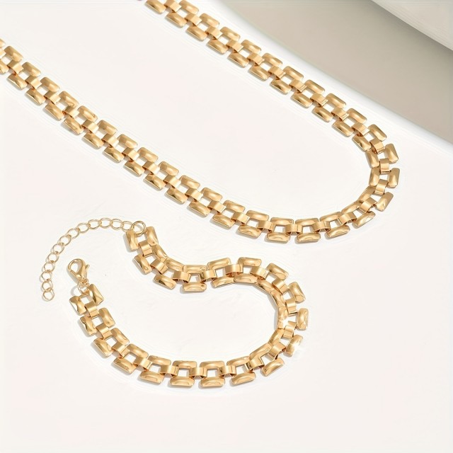 Minimalistična kovinska geometrijska ogrlica in zapestnica