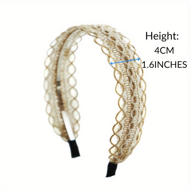 Boho pleten obroč za lase rjavo bel