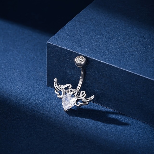 Uhan za popek srce s krili 