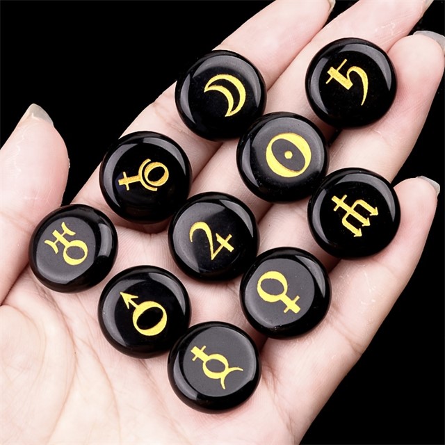 Astrološki kamni iz Obsidiana – komplet 10 planetarnih simbolov