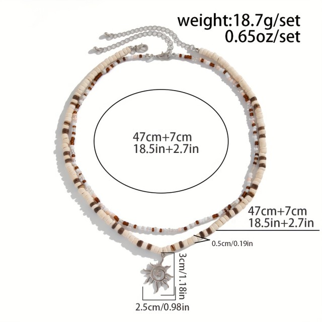 Bohemski komplet verižic iz kokosovega lesa