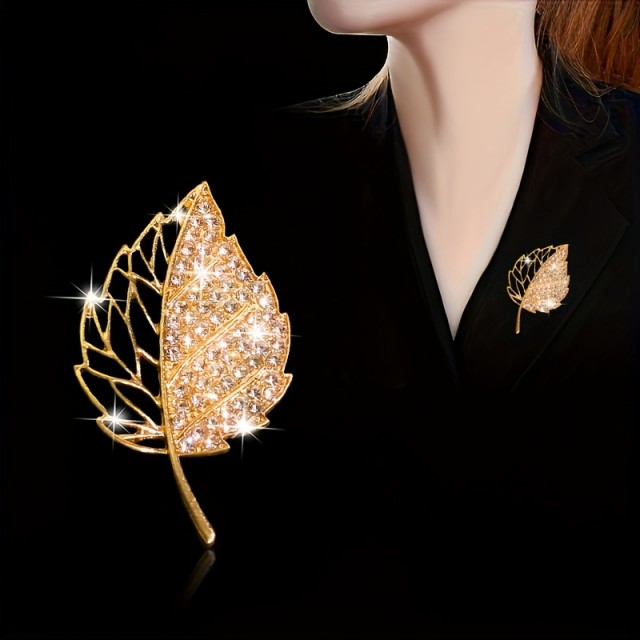 Elegantna ženska broška z velikim listom 