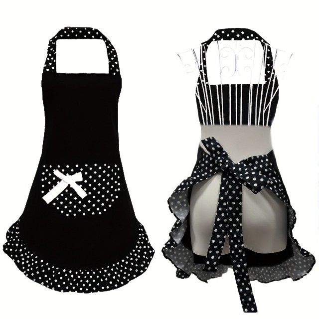 Vintage črno bel predpasnik s pikicami