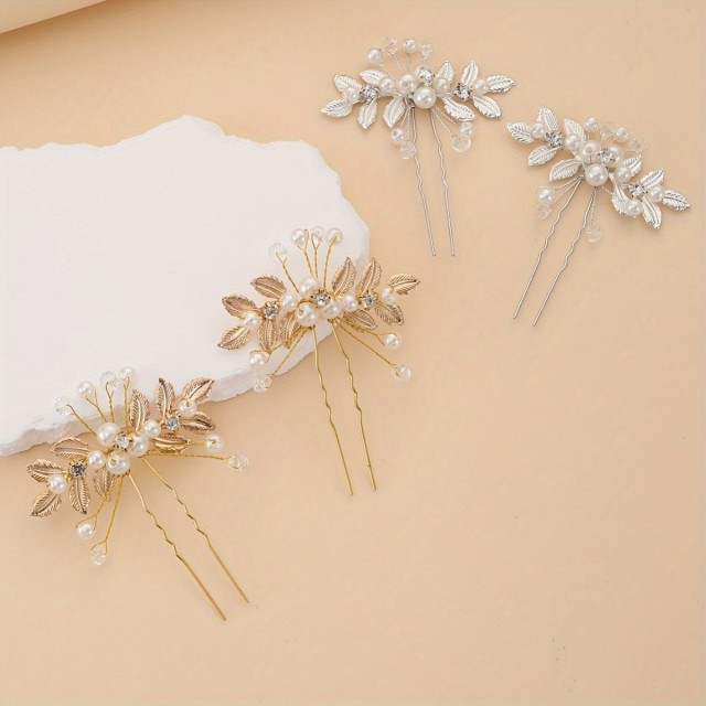 Komplet 2 elegantnih lasnic z listi in rožicami 2 barvi 