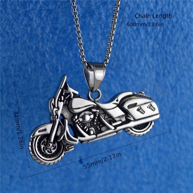 Moška verižica iz titanovega jekla z obeskom motorja