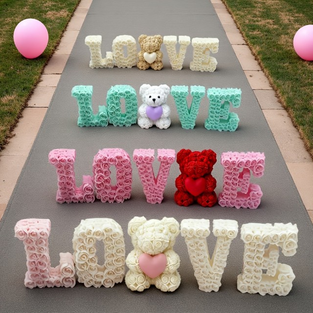 5 delni set silikonskih modelov LOVE z medvedkom