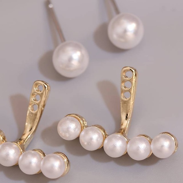 Elegantni uhani zlato bele barve (2 stila nošenja)