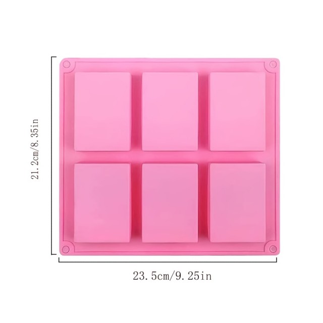 Pravokotni silikonski model za mila v roza barvi 