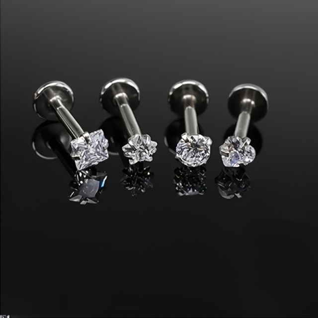 Komplet 4 nerjavečih jeklenih uhanov za ustnice ali nos 