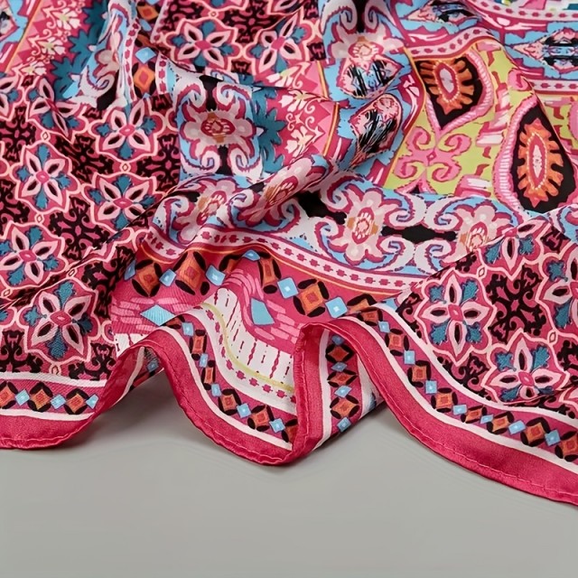 Čudovita pink ruta z etno potiskom