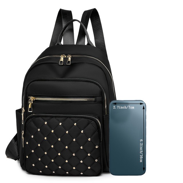 Eleganten črn nahrbtnik z zlatimi detajli