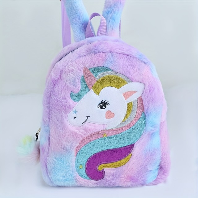 Plišast otroški nahrbtnik s samorogom – vijoličen