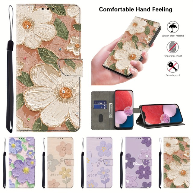 Magnetni usnjeni preklopni ovitek za telefon rožice (Samsung Galaxy A55) 