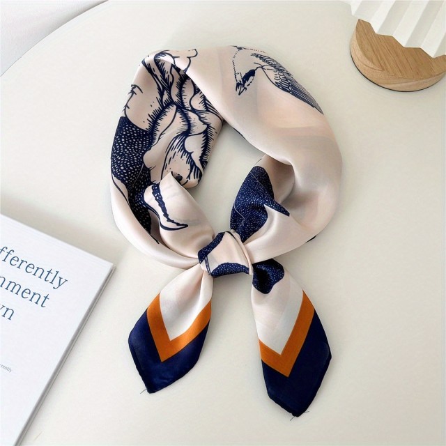 Elegantna ženska kvadratna ruta modro oranžne barve