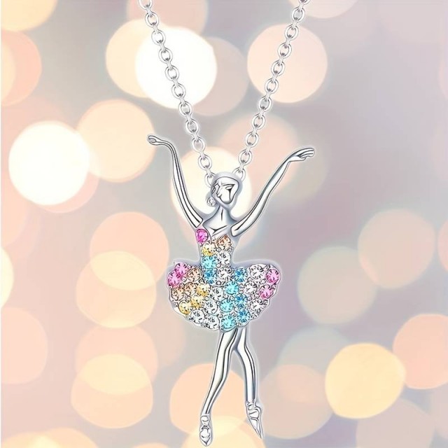 Verižica balet v srebrni barvi, baletka, balerina