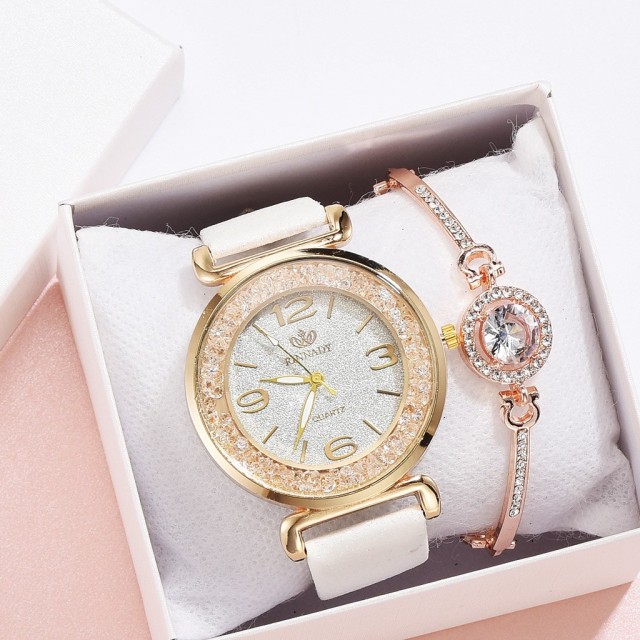 Zapestnica in elegantna ura v belo-zlati barvi