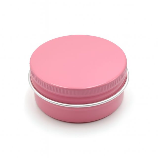 Roza aluminijasta posodica s pokrovom 15ml
