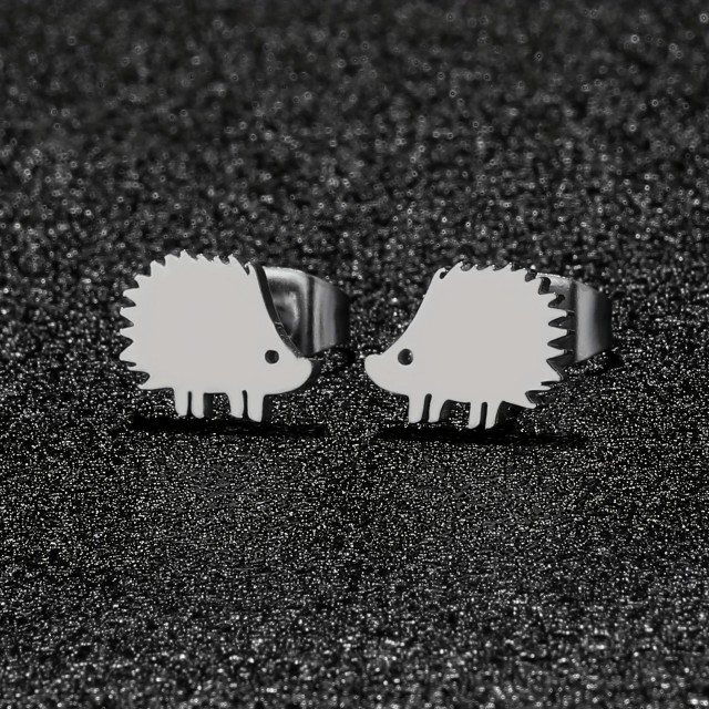 Minimalistični uhani nerjaveče jeklo z ježkom