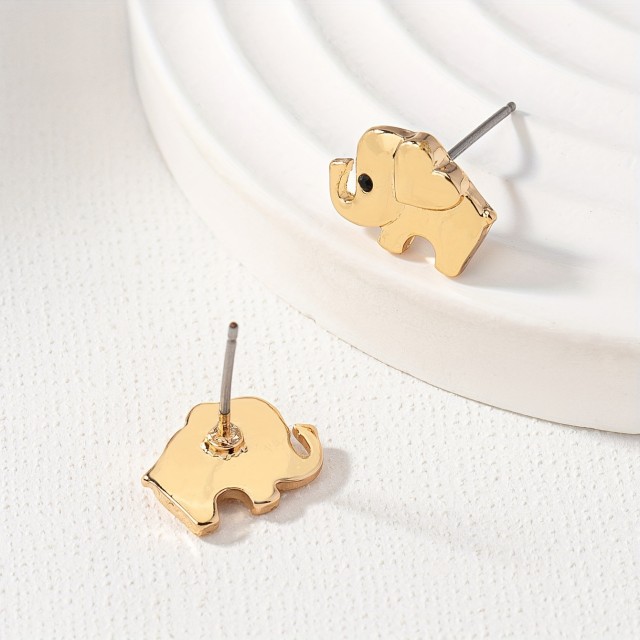 Prikupni zlati mini uhančki v obliki slončka