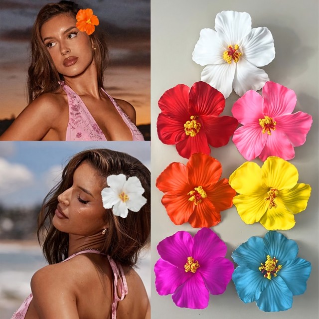  Poletna okrasna sponka za lase – Hibiskusov cvet 5 barv 