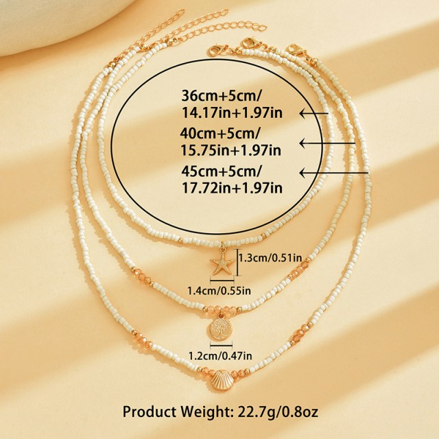 Komplet 3 poletnih verižic  drevo življenja morska zvezda školjka 2 barvi 