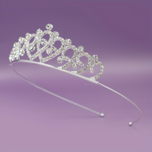 Čudovita poročna krona tiara v srebrni barvi 