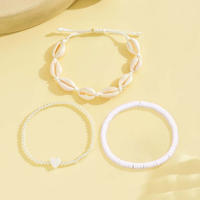 Komplet 3 zapestnic za nogo bele barve