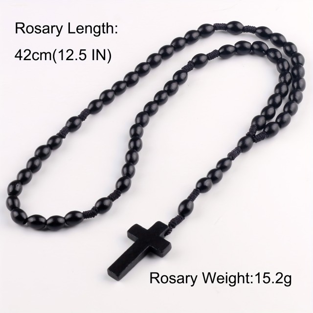 Molitvena lesena verižica v črni barvi rožni venec
