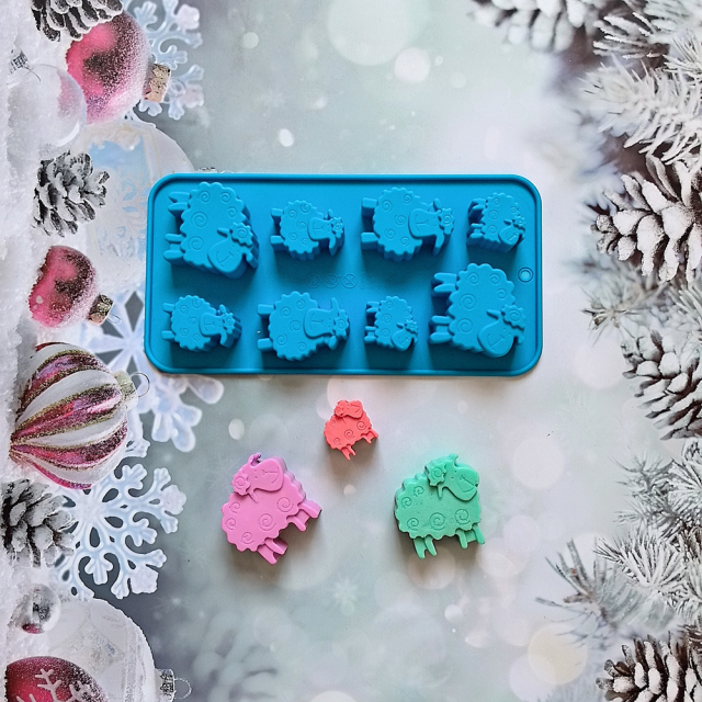 Silikonski kalup za milo in slaščice v obliki ovčk