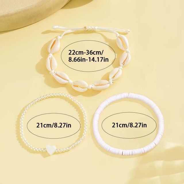 Komplet 3 zapestnic za nogo bele barve