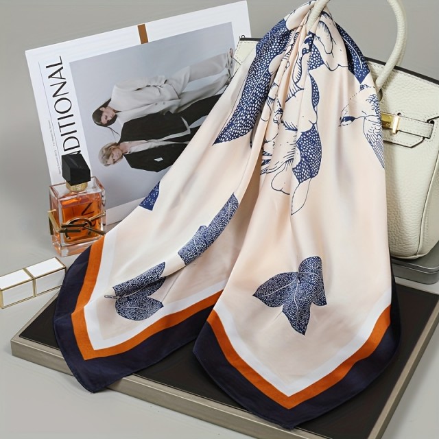 Elegantna ženska kvadratna ruta modro oranžne barve