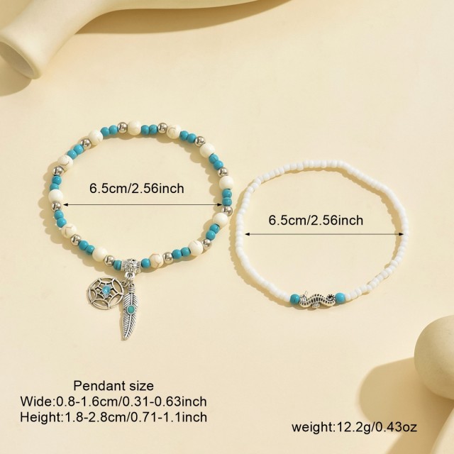 Poletni komplet zapestnic za nogo – boho stil 2 kosa