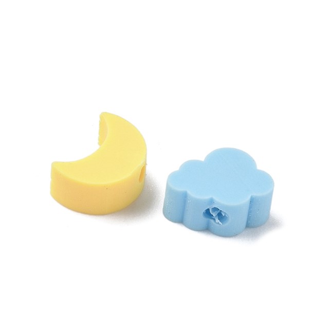 Fimo perle lunica, oblak in zvezdica – pastelni miks – 50 kosov