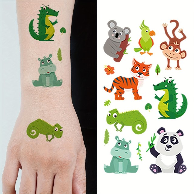 Komplet 10 vodoodpornih nalepk z risanimi živalmi 