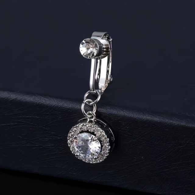 Fake uhan za popek v srebrni barvi