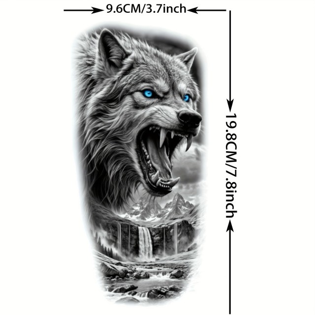 Vodoodporna začasna tatu nalepka z volkom