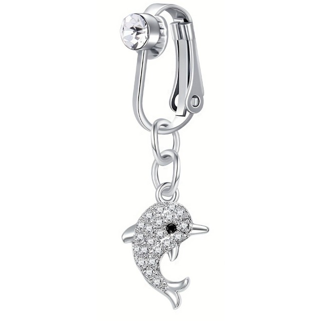 Fake piercing za popek z delfinom