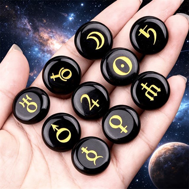 Astrološki kamni iz Obsidiana – komplet 10 planetarnih simbolov