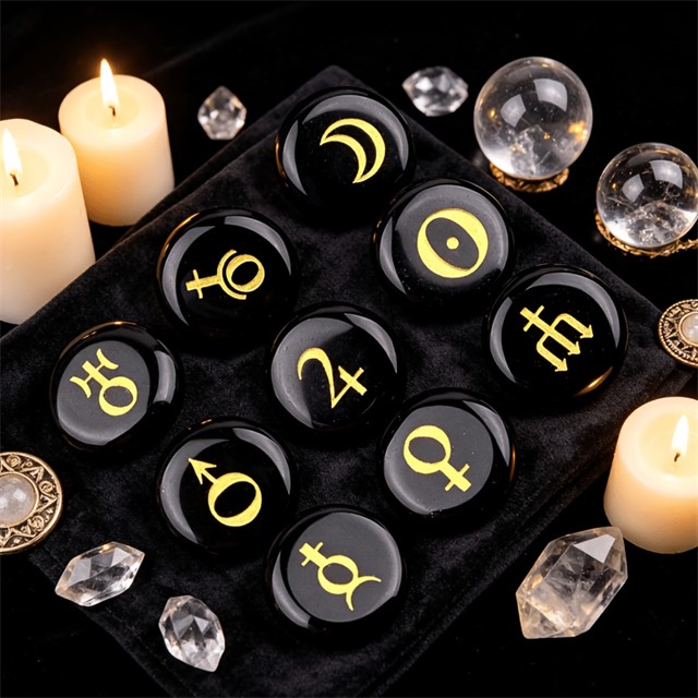 Astrološki kamni iz Obsidiana – komplet 10 planetarnih simbolov