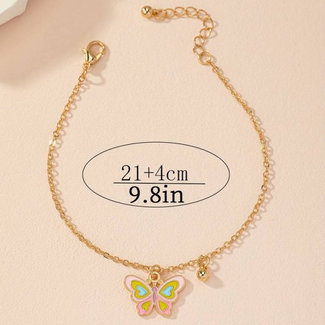 Zapestnica za nogo zlata s pisanim metuljčkom