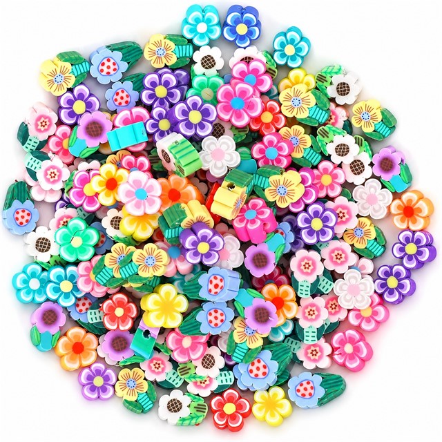 Fimo perle rožice mix – komplet 50 kosov