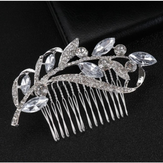 Glavnik/lasnica v srebrni barvi, listek